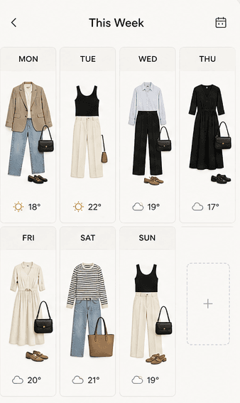StyleCue weekly outfit planner